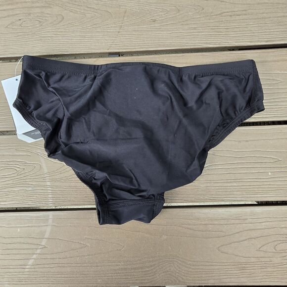 TYR Men's Solid Black Nylon Drawstring Racer Swimwear Briefs Size 30 NEW - Picture 2 of 3